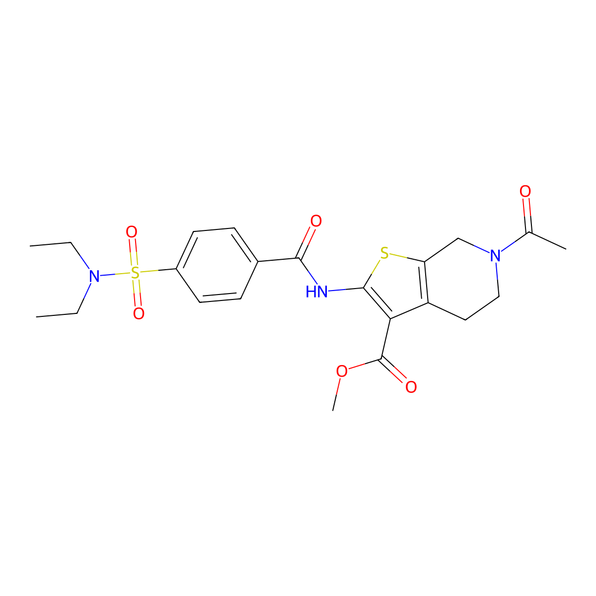 methyl 6-acetyl-2-(4-(N,N-diethylsulfamoyl)benzamido)-4,5,6,7-tetrahydrothieno[2,3-c]pyridine-3-carboxylate molecular structure, CAS 449768-87-0