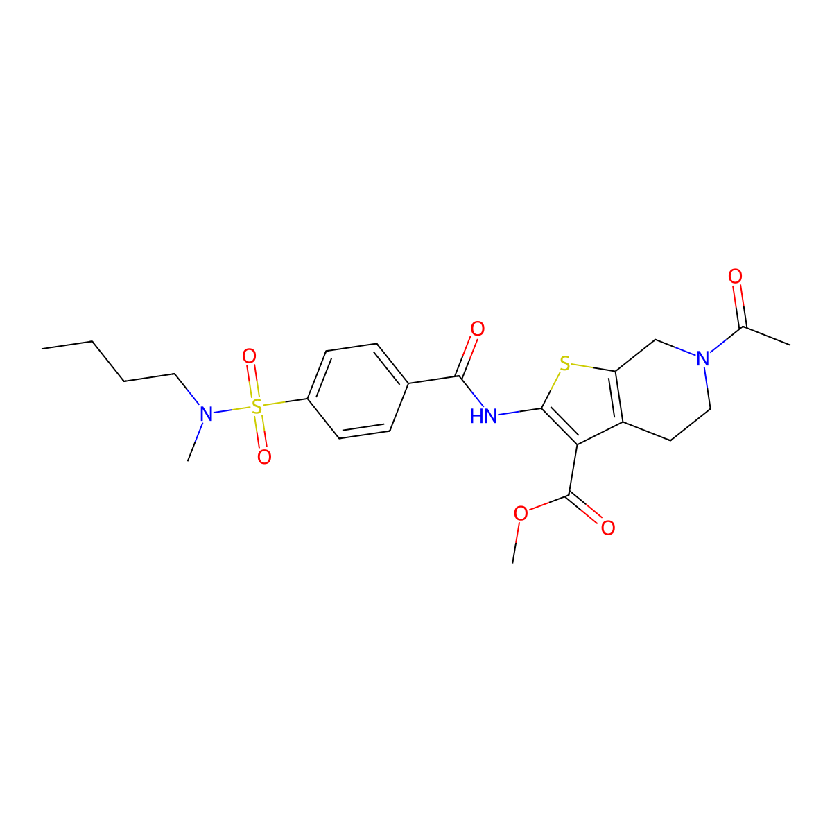 methyl 6-acetyl-2-(4-(N-butyl-N-methylsulfamoyl)benzamido)-4,5,6,7-tetrahydrothieno[2,3-c]pyridine-3-carboxylate molecular structure, CAS 449768-95-0