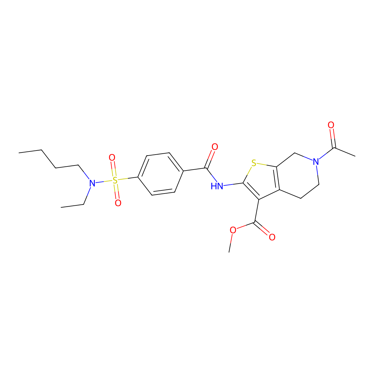 methyl 6-acetyl-2-(4-(N-butyl-N-ethylsulfamoyl)benzamido)-4,5,6,7-tetrahydrothieno[2,3-c]pyridine-3-carboxylate molecular structure, CAS 449768-97-2