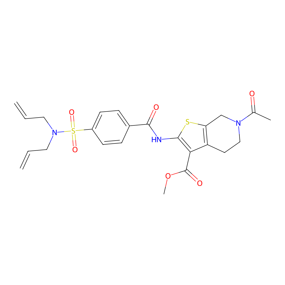 methyl 6-acetyl-2-(4-(N,N-diallylsulfamoyl)benzamido)-4,5,6,7-tetrahydrothieno[2,3-c]pyridine-3-carboxylate molecular structure, CAS 449769-03-3