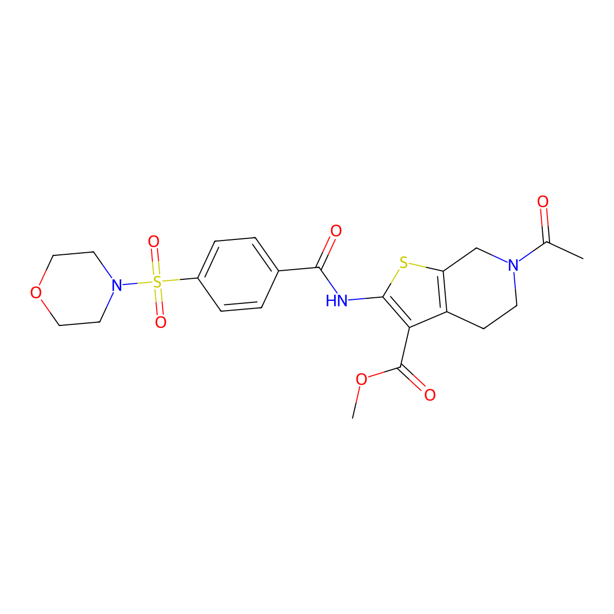 Methyl 6-acetyl-2-(4-(morpholinosulfonyl)benzamido)-4,5,6,7-tetrahydrothieno[2,3-c]pyridine-3-carboxylate molecular structure, CAS 449769-17-9