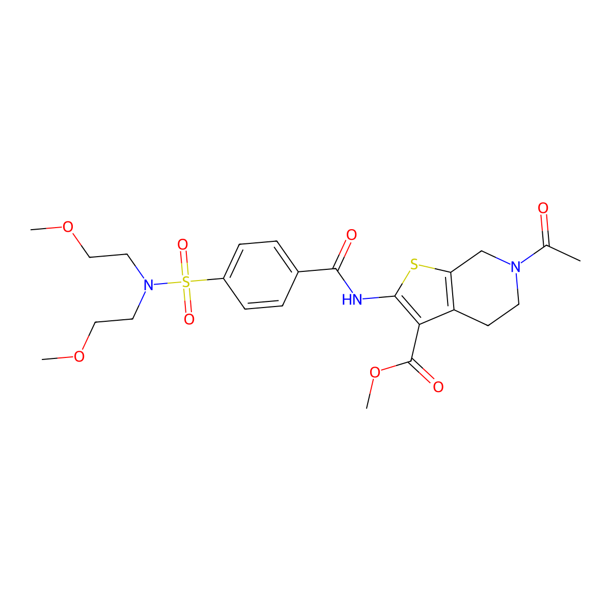 methyl 6-acetyl-2-(4-(N,N-bis(2-methoxyethyl)sulfamoyl)benzamido)-4,5,6,7-tetrahydrothieno[2,3-c]pyridine-3-carboxylate molecular structure, CAS 449769-23-7
