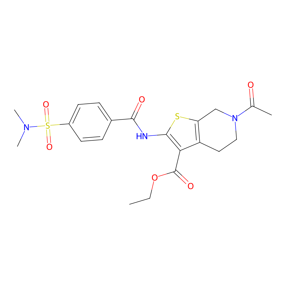 ethyl 6-acetyl-2-[[4-(dimethylsulfamoyl)benzoyl]amino]-5,7-dihydro-4H-thieno[2,3-c]pyridine-3-carboxylate molecular structure, CAS 449769-29-3