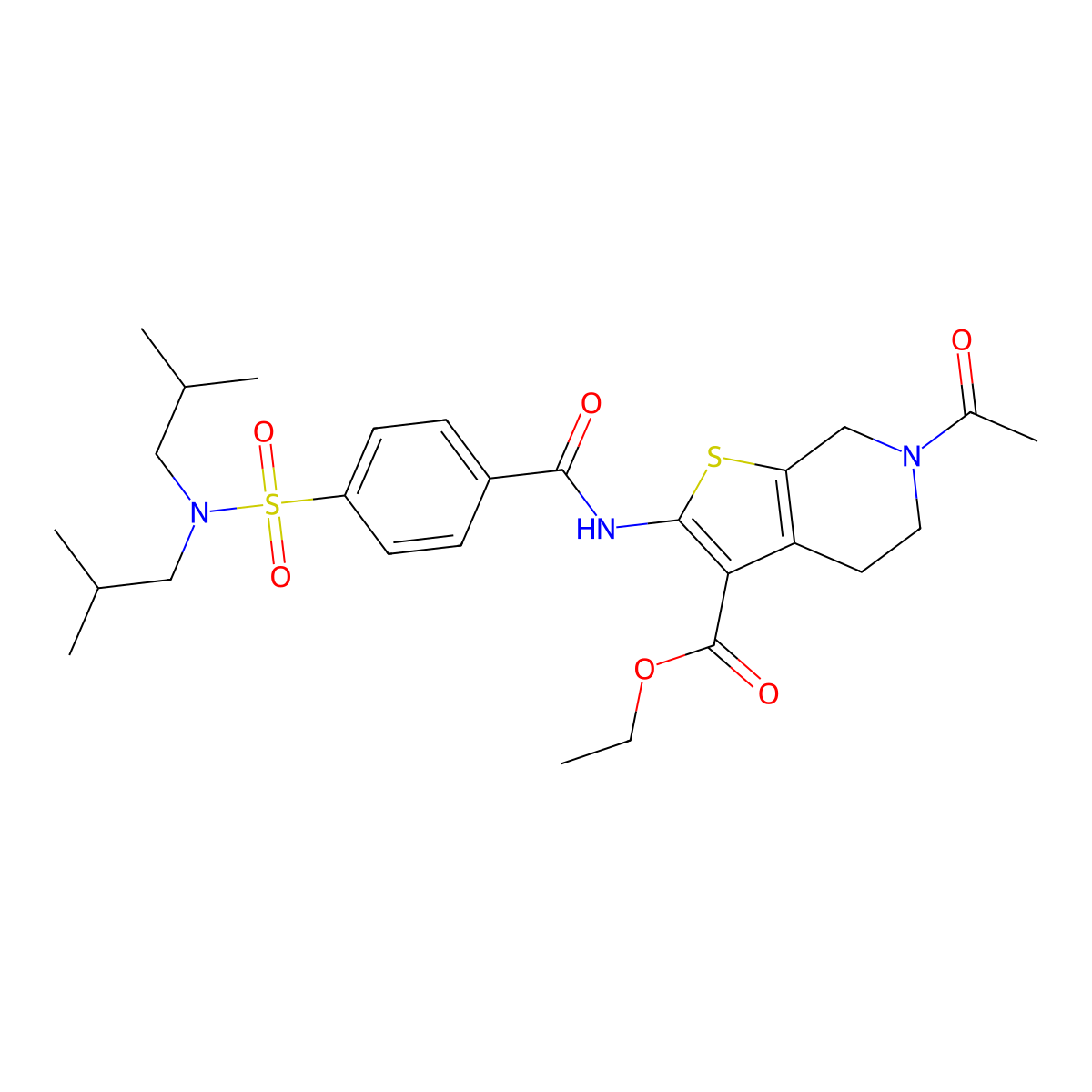 ethyl 6-acetyl-2-(4-(N,N-diisobutylsulfamoyl)benzamido)-4,5,6,7-tetrahydrothieno[2,3-c]pyridine-3-carboxylate molecular structure, CAS 449769-35-1