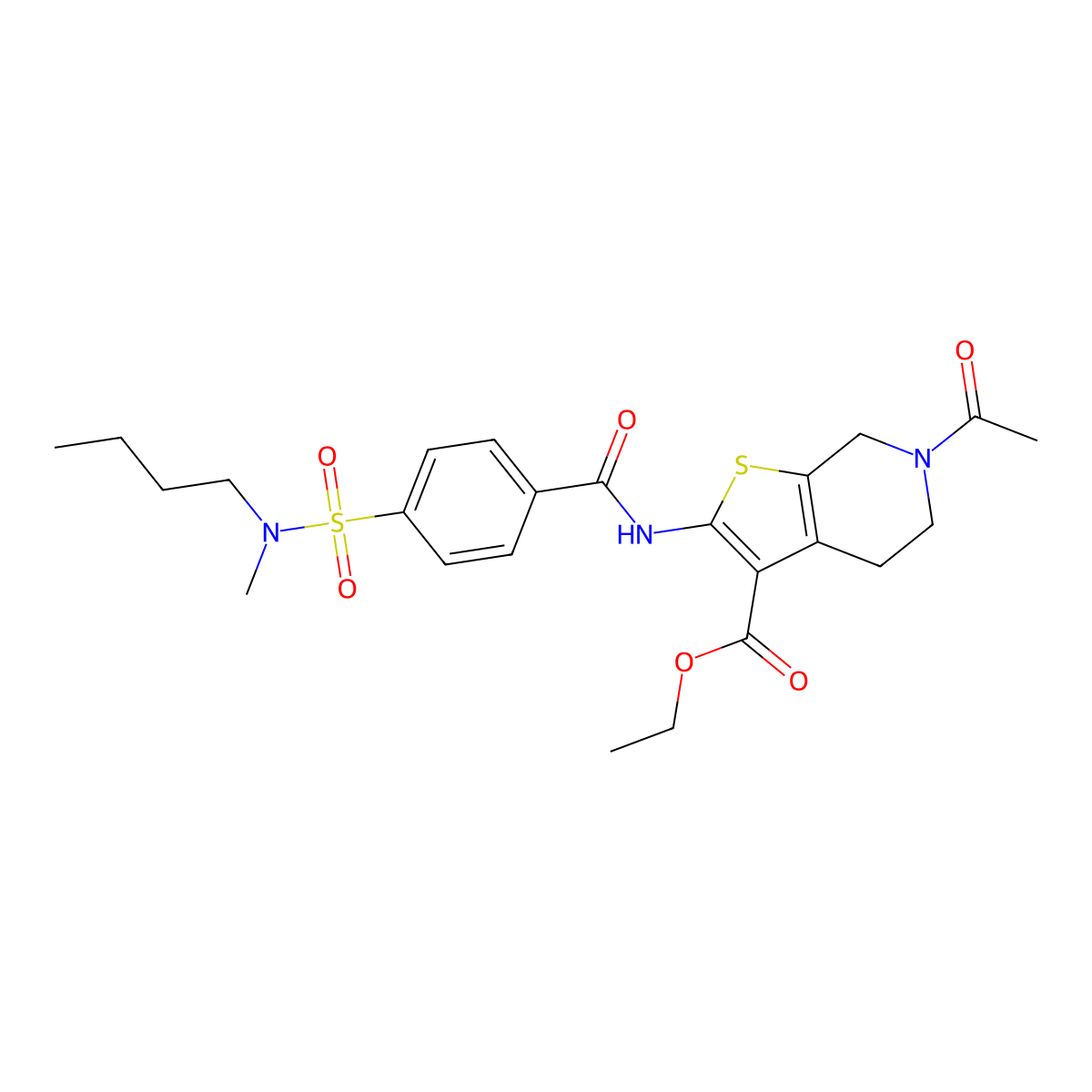 ethyl 6-acetyl-2-(4-(N-butyl-N-methylsulfamoyl)benzamido)-4,5,6,7-tetrahydrothieno[2,3-c]pyridine-3-carboxylate molecular structure, CAS 449769-39-5