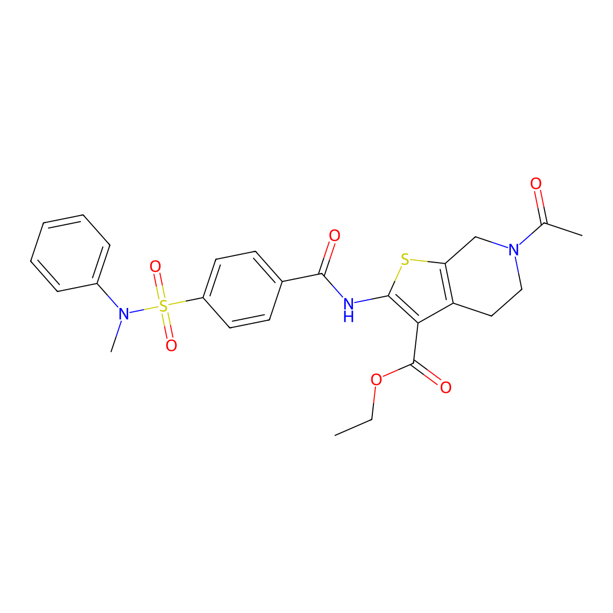 ethyl 6-acetyl-2-[[4-[methyl(phenyl)sulfamoyl]benzoyl]amino]-5,7-dihydro-4H-thieno[2,3-c]pyridine-3-carboxylate molecular structure, CAS 449769-43-1