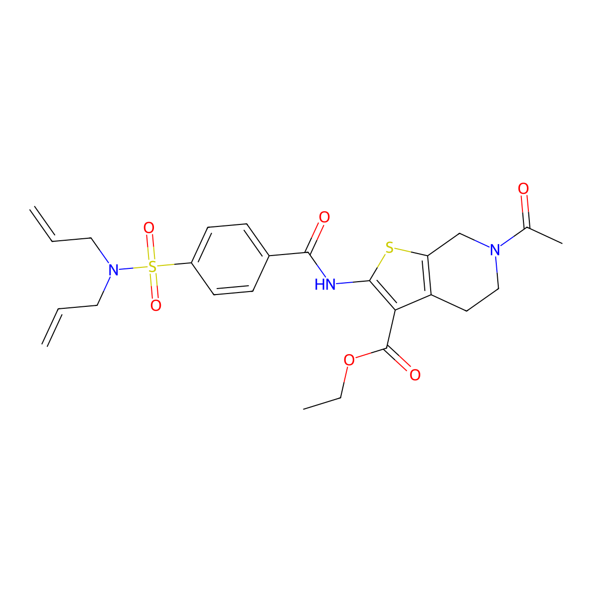 ethyl 6-acetyl-2-(4-(N,N-diallylsulfamoyl)benzamido)-4,5,6,7-tetrahydrothieno[2,3-c]pyridine-3-carboxylate molecular structure, CAS 449769-47-5
