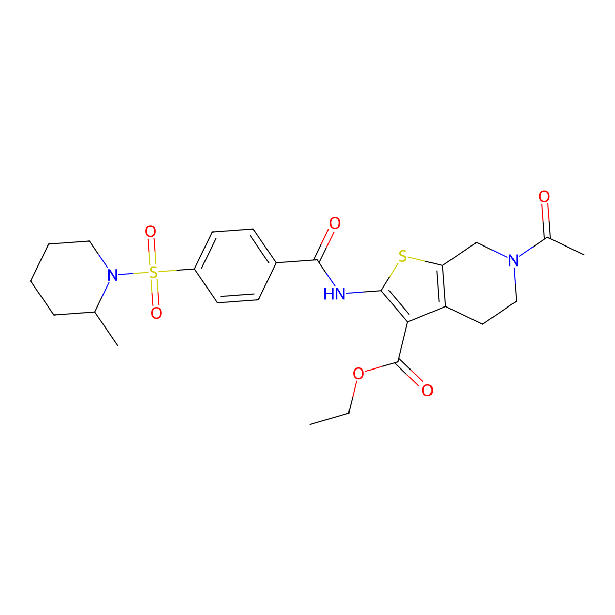 Ethyl 6-acetyl-2-(4-((2-methylpiperidin-1-yl)sulfonyl)benzamido)-4,5,6,7-tetrahydrothieno[2,3-c]pyridine-3-carboxylate molecular structure, CAS 449769-53-3