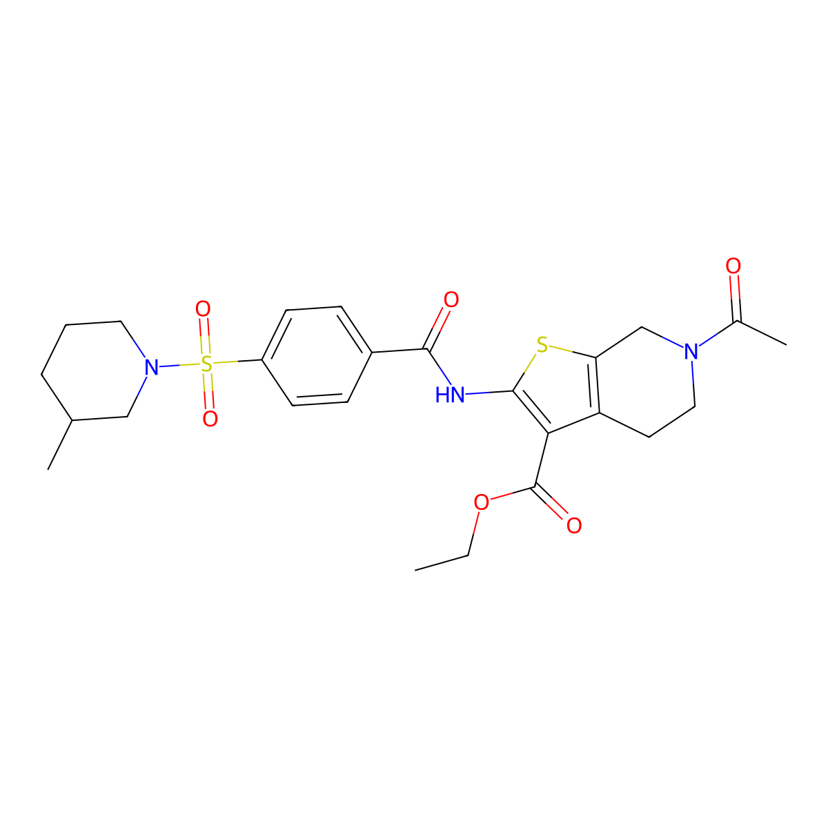 Ethyl 6-acetyl-2-(4-((3-methylpiperidin-1-yl)sulfonyl)benzamido)-4,5,6,7-tetrahydrothieno[2,3-c]pyridine-3-carboxylate molecular structure, CAS 449769-55-5