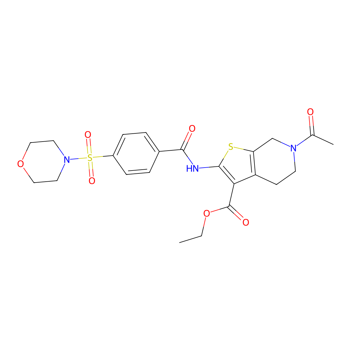 Ethyl 6-acetyl-2-(4-(morpholinosulfonyl)benzamido)-4,5,6,7-tetrahydrothieno[2,3-c]pyridine-3-carboxylate molecular structure, CAS 449769-63-5