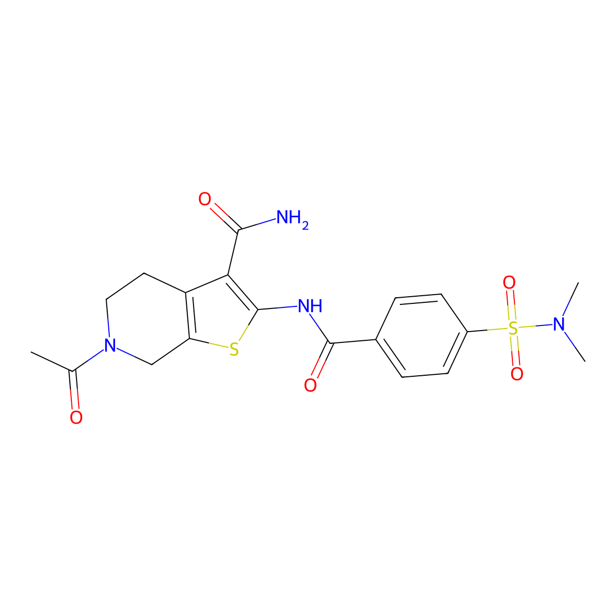 6-acetyl-2-(4-(N,N-dimethylsulfamoyl)benzamido)-4,5,6,7-tetrahydrothieno[2,3-c]pyridine-3-carboxamide molecular structure, CAS 449769-71-5