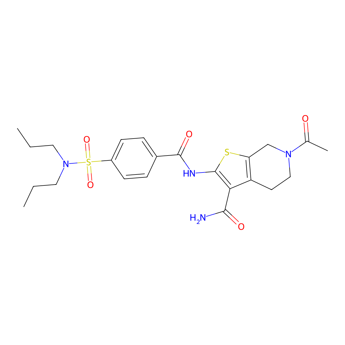 6-acetyl-2-(4-(N,N-dipropylsulfamoyl)benzamido)-4,5,6,7-tetrahydrothieno[2,3-c]pyridine-3-carboxamide molecular structure, CAS 449769-75-9
