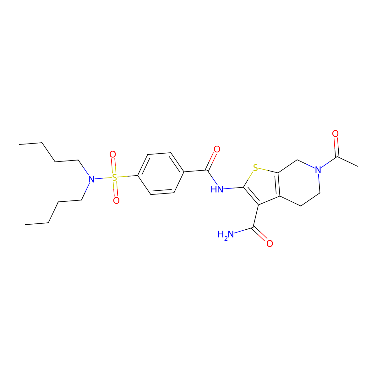 6-acetyl-2-[[4-(dibutylsulfamoyl)benzoyl]amino]-5,7-dihydro-4H-thieno[2,3-c]pyridine-3-carboxamide molecular structure, CAS 449769-79-3