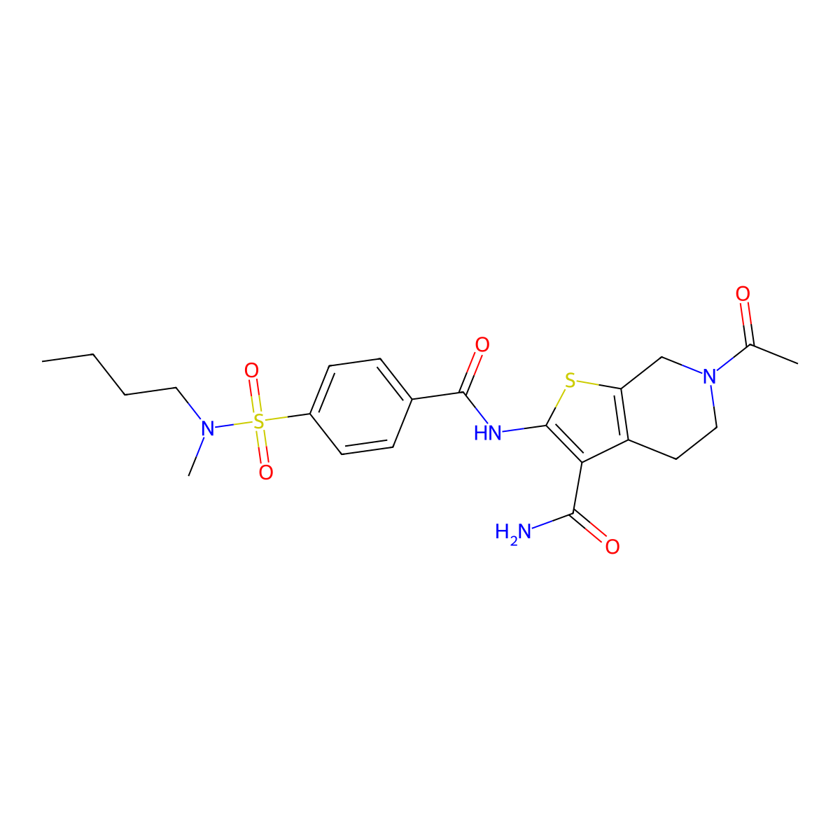 6-acetyl-2-(4-(N-butyl-N-methylsulfamoyl)benzamido)-4,5,6,7-tetrahydrothieno[2,3-c]pyridine-3-carboxamide molecular structure, CAS 449769-81-7