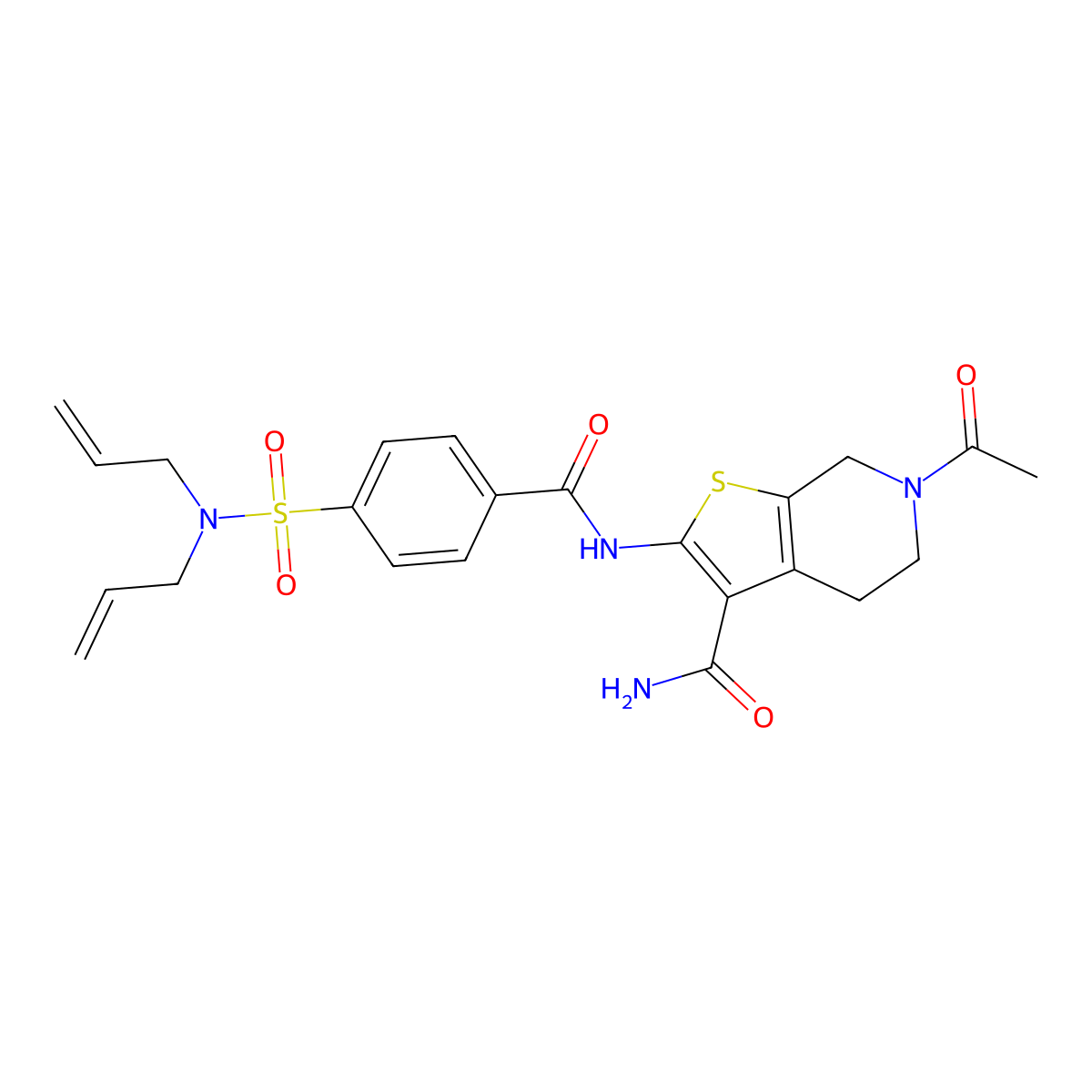 6-acetyl-2-(4-(N,N-diallylsulfamoyl)benzamido)-4,5,6,7-tetrahydrothieno[2,3-c]pyridine-3-carboxamide molecular structure, CAS 449769-89-5