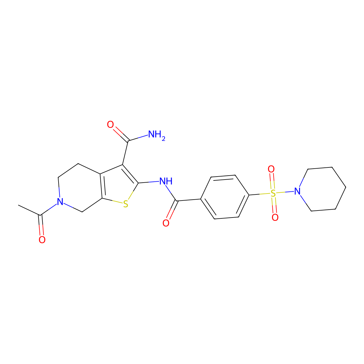 6-Acetyl-2-(4-(piperidin-1-ylsulfonyl)benzamido)-4,5,6,7-tetrahydrothieno[2,3-c]pyridine-3-carboxamide molecular structure, CAS 449769-93-1