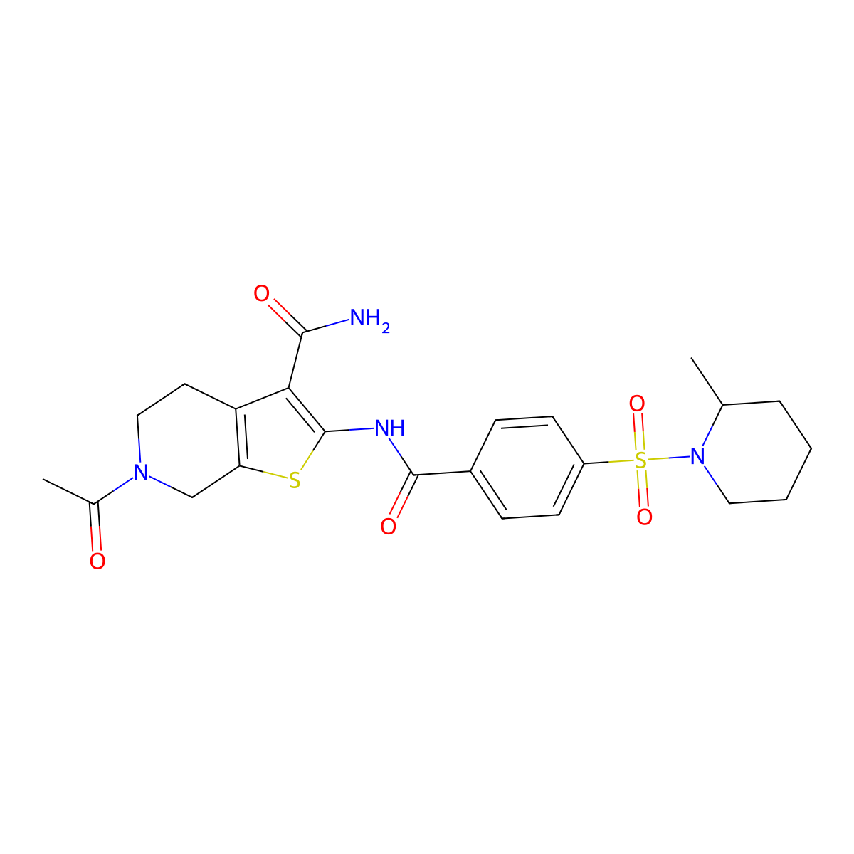 6-Acetyl-2-(4-((2-methylpiperidin-1-yl)sulfonyl)benzamido)-4,5,6,7-tetrahydrothieno[2,3-c]pyridine-3-carboxamide molecular structure, CAS 449769-95-3