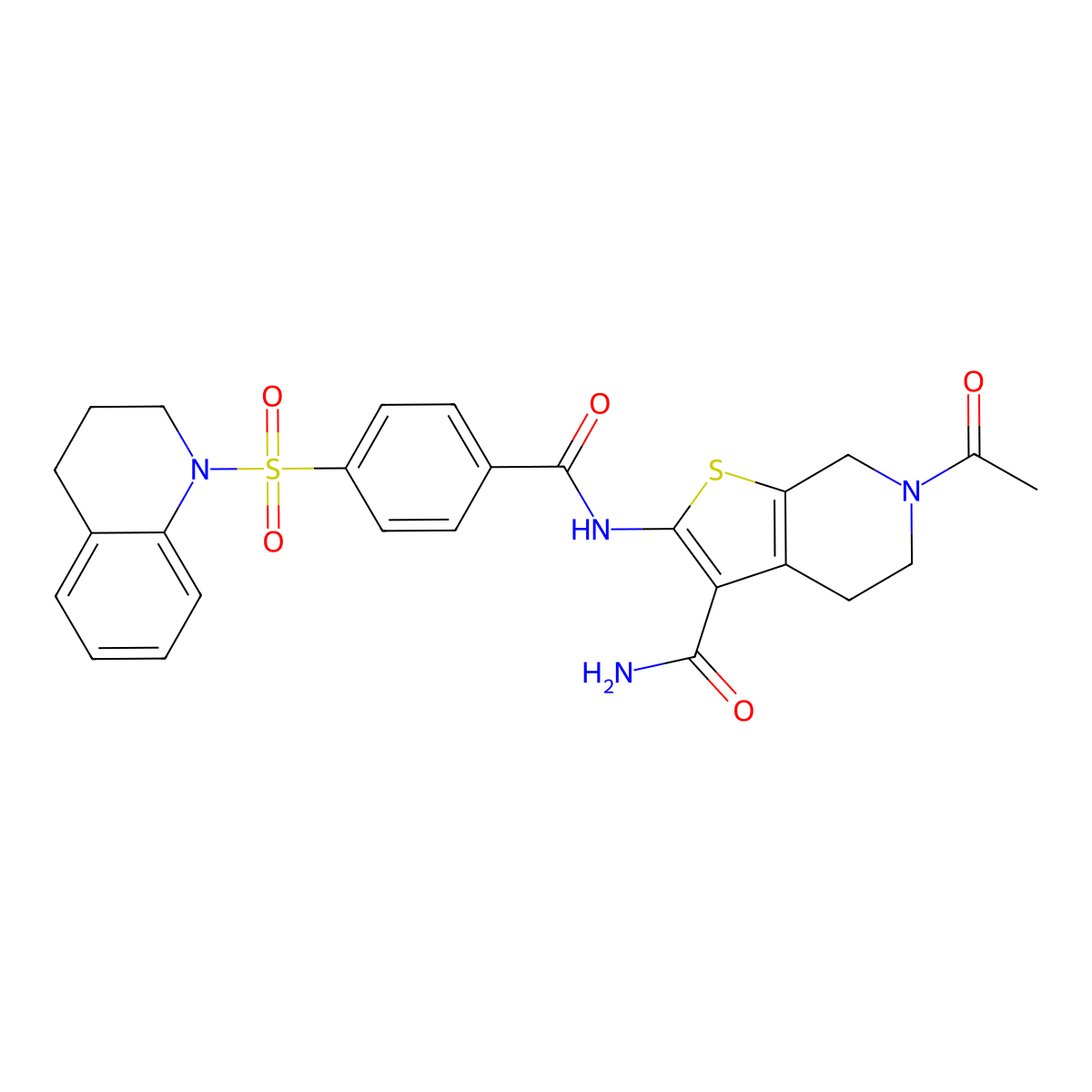 6-acetyl-2-(4-((3,4-dihydroquinolin-1(2H)-yl)sulfonyl)benzamido)-4,5,6,7-tetrahydrothieno[2,3-c]pyridine-3-carboxamide molecular structure, CAS 449770-09-6