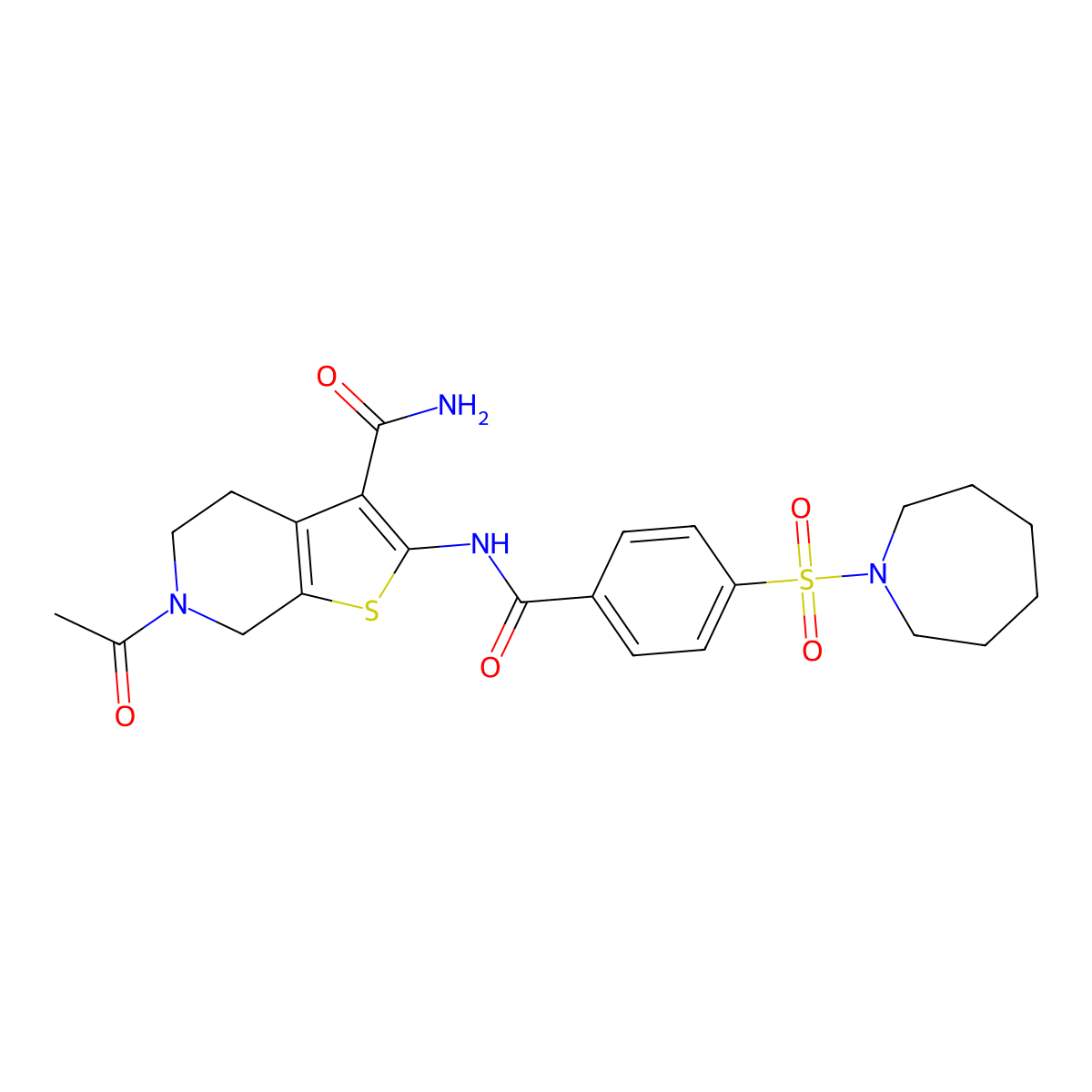 6-Acetyl-2-(4-(azepan-1-ylsulfonyl)benzamido)-4,5,6,7-tetrahydrothieno[2,3-c]pyridine-3-carboxamide molecular structure, CAS 449770-13-2
