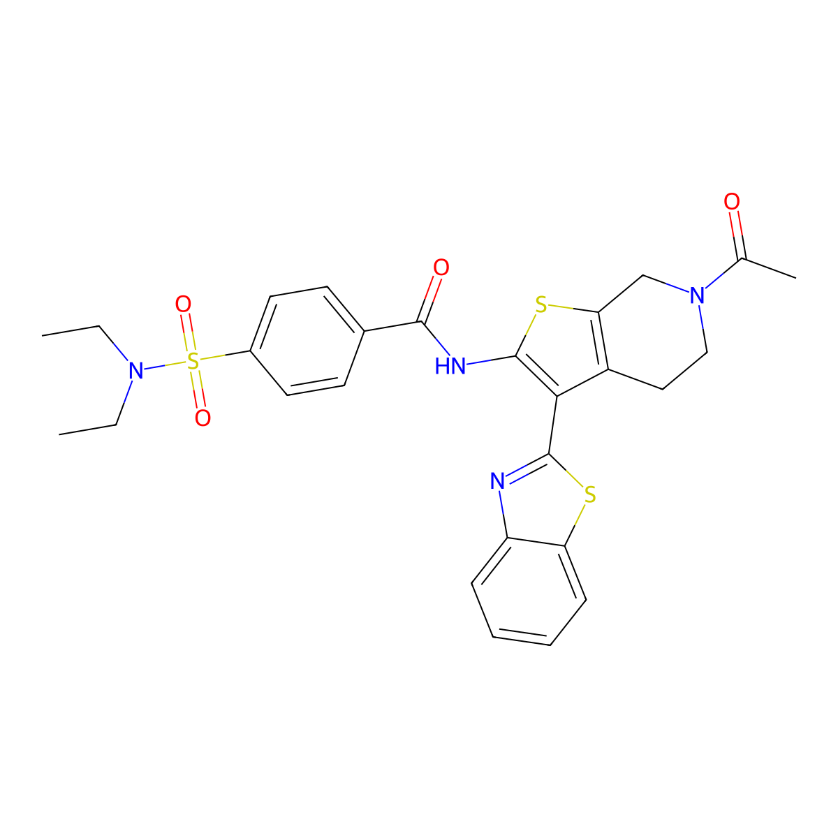 N-(6-acetyl-3-(benzo[d]thiazol-2-yl)-4,5,6,7-tetrahydrothieno[2,3-c]pyridin-2-yl)-4-(N,N-diethylsulfamoyl)benzamide molecular structure, CAS 449770-17-6
