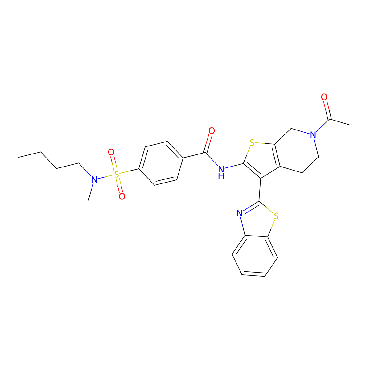 N-(6-acetyl-3-(benzo[d]thiazol-2-yl)-4,5,6,7-tetrahydrothieno[2,3-c]pyridin-2-yl)-4-(N-butyl-N-methylsulfamoyl)benzamide molecular structure, CAS 449770-21-2