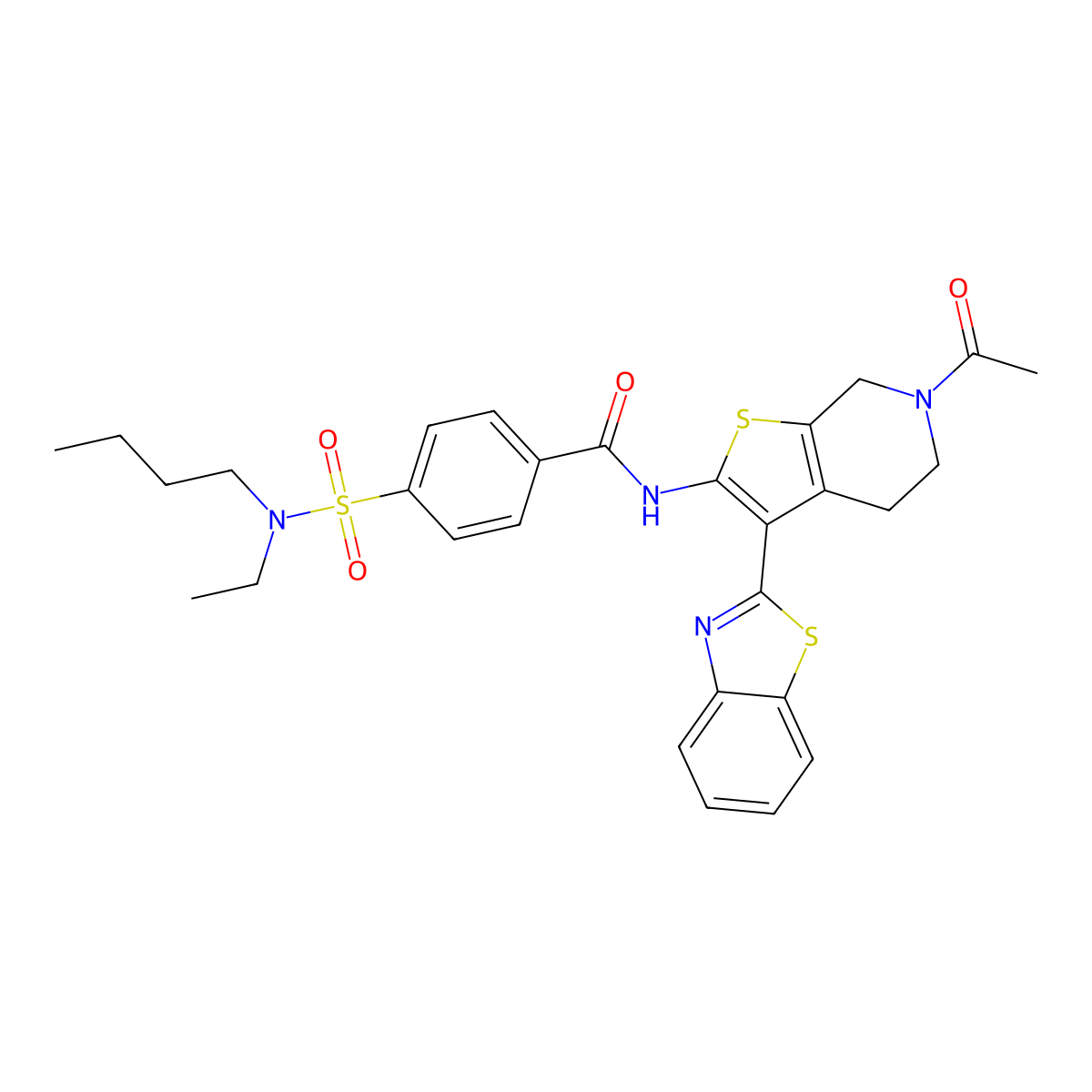 N-(6-acetyl-3-(benzo[d]thiazol-2-yl)-4,5,6,7-tetrahydrothieno[2,3-c]pyridin-2-yl)-4-(N-butyl-N-ethylsulfamoyl)benzamide molecular structure, CAS 449770-23-4