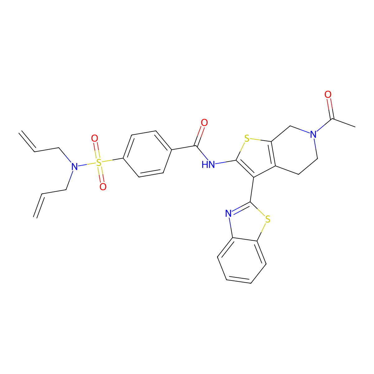 N-(6-acetyl-3-(benzo[d]thiazol-2-yl)-4,5,6,7-tetrahydrothieno[2,3-c]pyridin-2-yl)-4-(N,N-diallylsulfamoyl)benzamide molecular structure, CAS 449770-25-6
