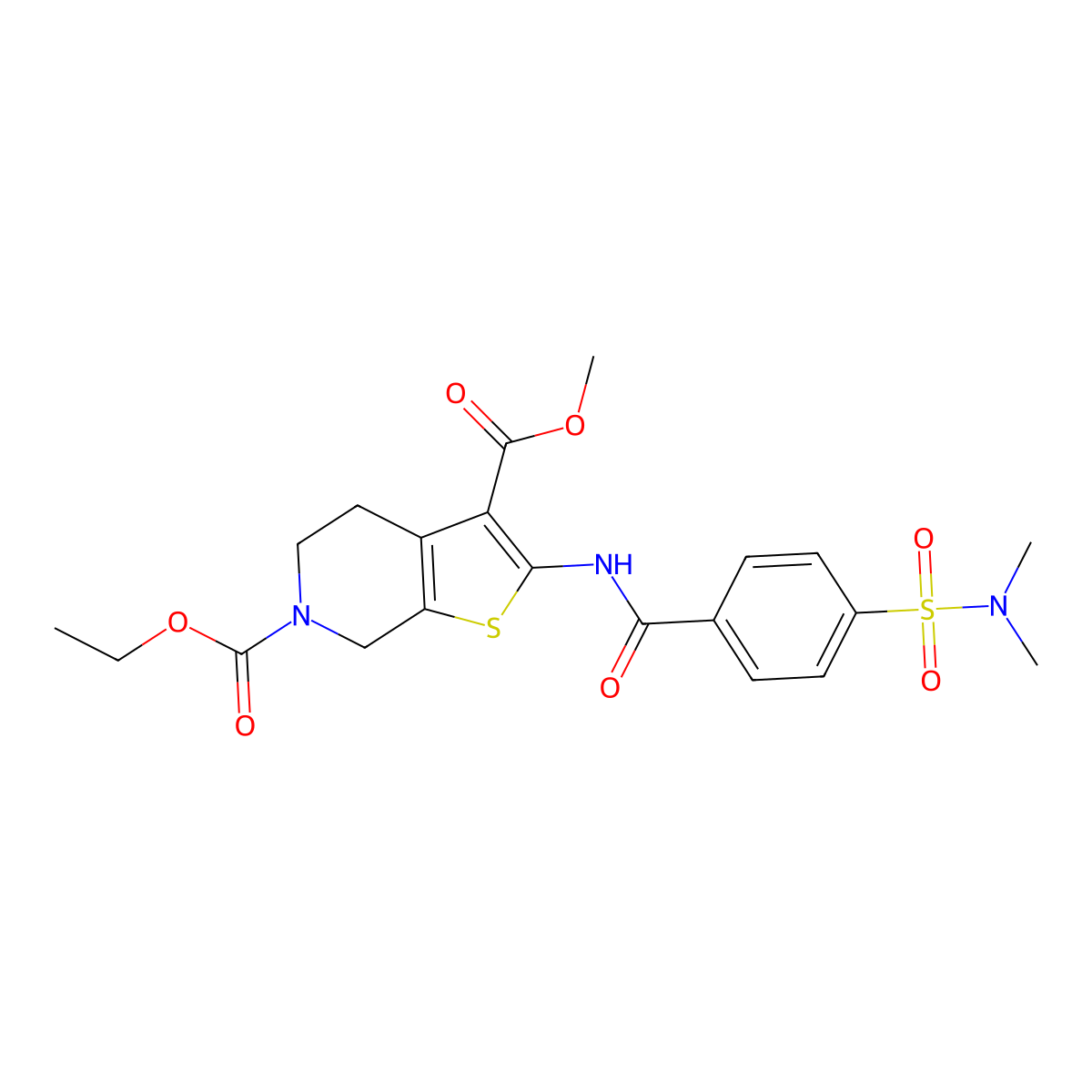 6-ethyl 3-methyl 2-(4-(N,N-dimethylsulfamoyl)benzamido)-4,5-dihydrothieno[2,3-c]pyridine-3,6(7H)-dicarboxylate molecular structure, CAS 449770-42-7