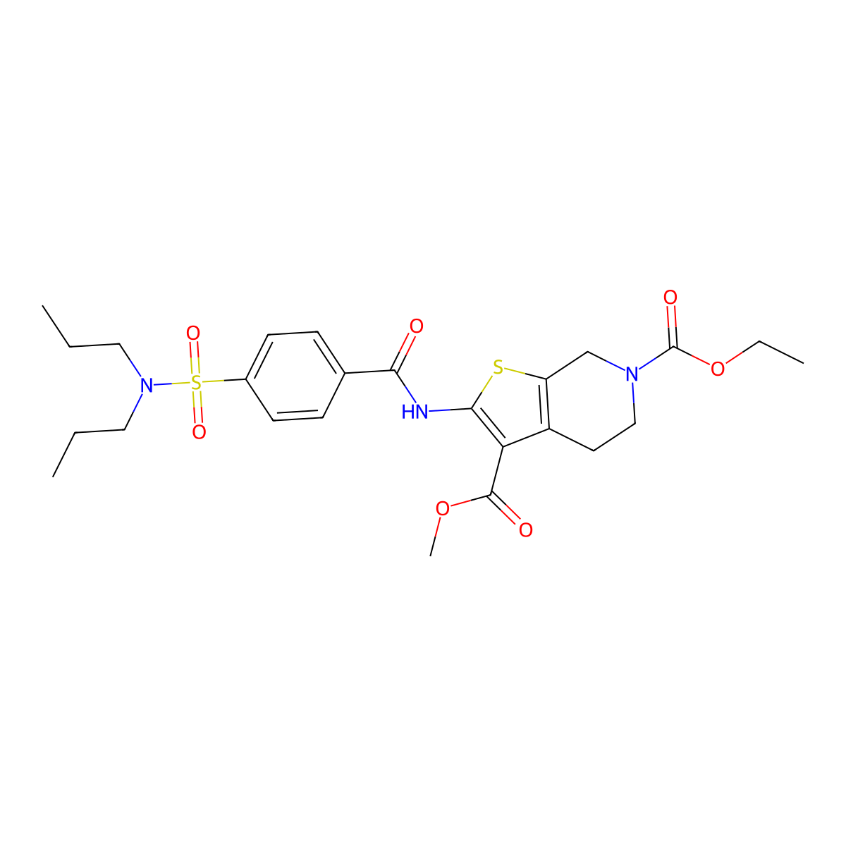 6-ethyl 3-methyl 2-(4-(N,N-dipropylsulfamoyl)benzamido)-4,5-dihydrothieno[2,3-c]pyridine-3,6(7H)-dicarboxylate molecular structure, CAS 449770-46-1