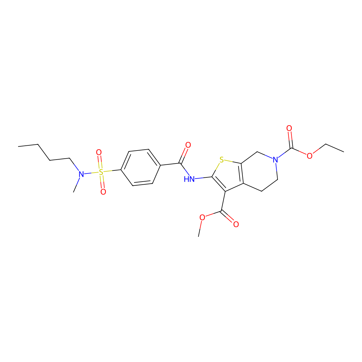 6-ethyl 3-methyl 2-(4-(N-butyl-N-methylsulfamoyl)benzamido)-4,5-dihydrothieno[2,3-c]pyridine-3,6(7H)-dicarboxylate molecular structure, CAS 449770-52-9