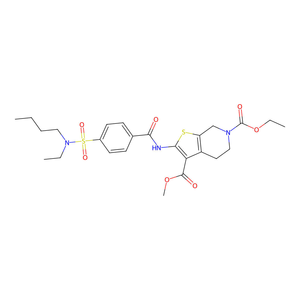 6-ethyl 3-methyl 2-(4-(N-butyl-N-ethylsulfamoyl)benzamido)-4,5-dihydrothieno[2,3-c]pyridine-3,6(7H)-dicarboxylate molecular structure, CAS 449770-54-1