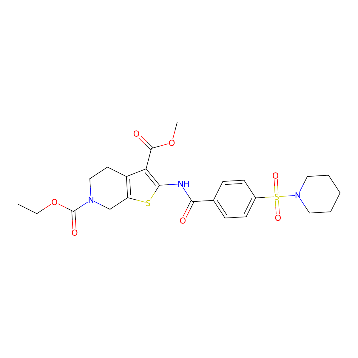 6-ethyl 3-methyl 2-(4-(piperidin-1-ylsulfonyl)benzamido)-4,5-dihydrothieno[2,3-c]pyridine-3,6(7H)-dicarboxylate molecular structure, CAS 449770-67-6