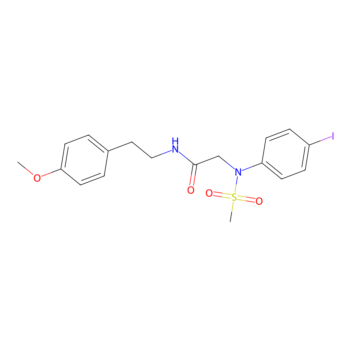 2-(4-iodo-N-methylsulfonylanilino)-N-[2-(4-methoxyphenyl)ethyl]acetamide molecular structure, CAS 449772-41-2