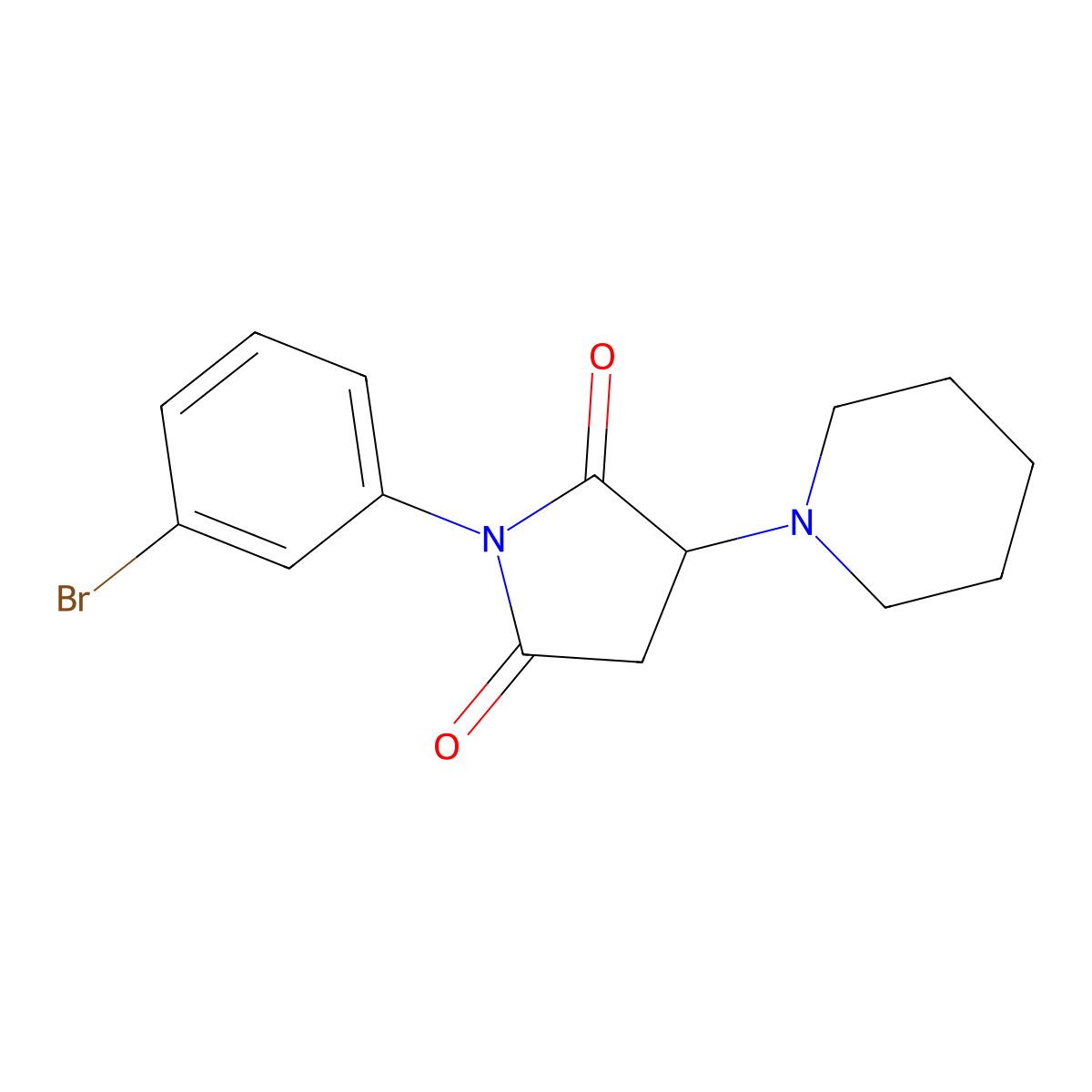 1-(3-Bromophenyl)-3-piperidin-1-ylpyrrolidine-2,5-dione molecular structure, CAS 449773-05-1