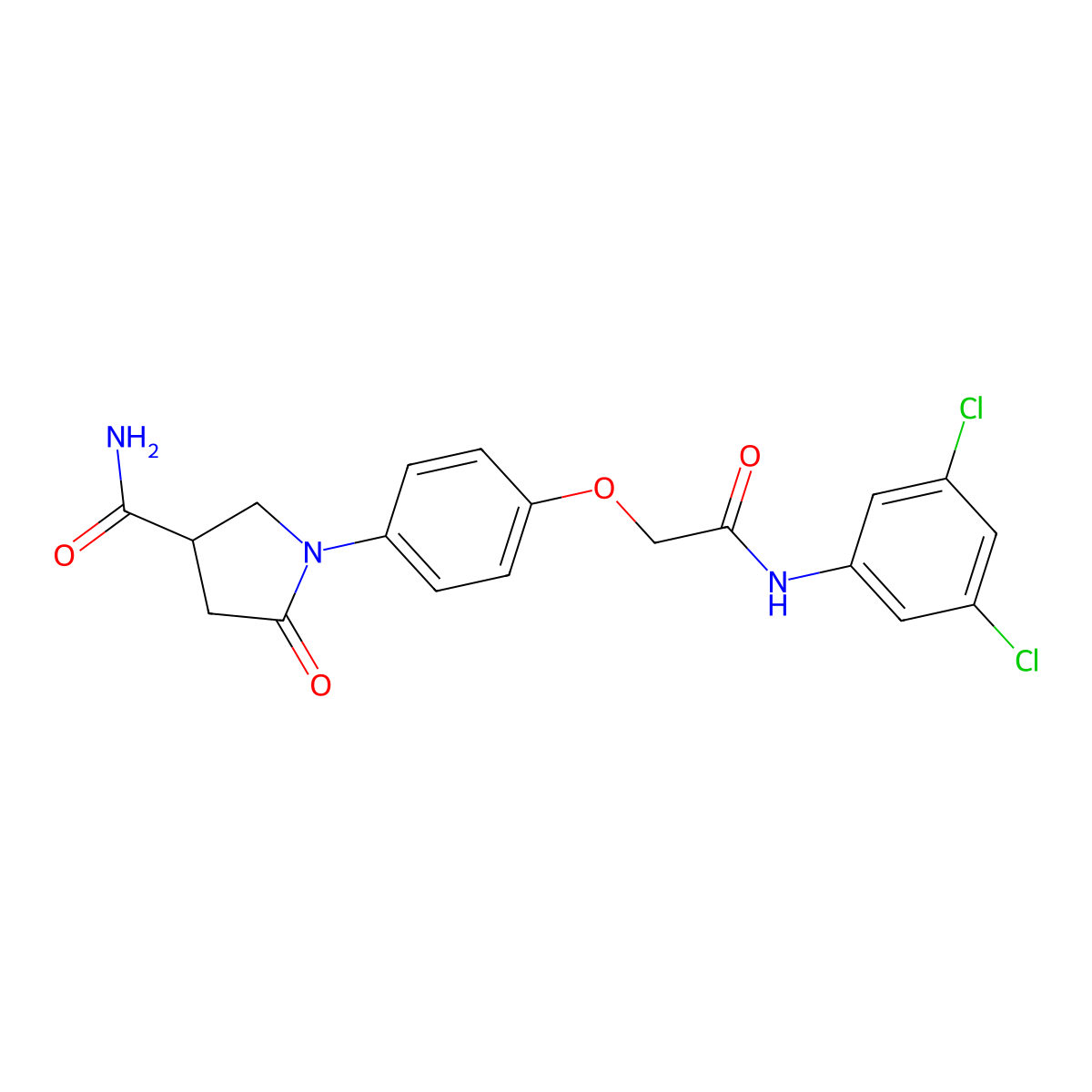 1-[4-[2-(3,5-Dichloroanilino)-2-oxoethoxy]phenyl]-5-oxopyrrolidine-3-carboxamide molecular structure, CAS 449773-41-5