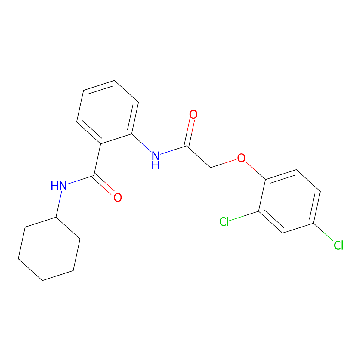 N-cyclohexyl-2-{[(2,4-dichlorophenoxy)acetyl]amino}benzamide molecular structure, CAS 449774-36-1