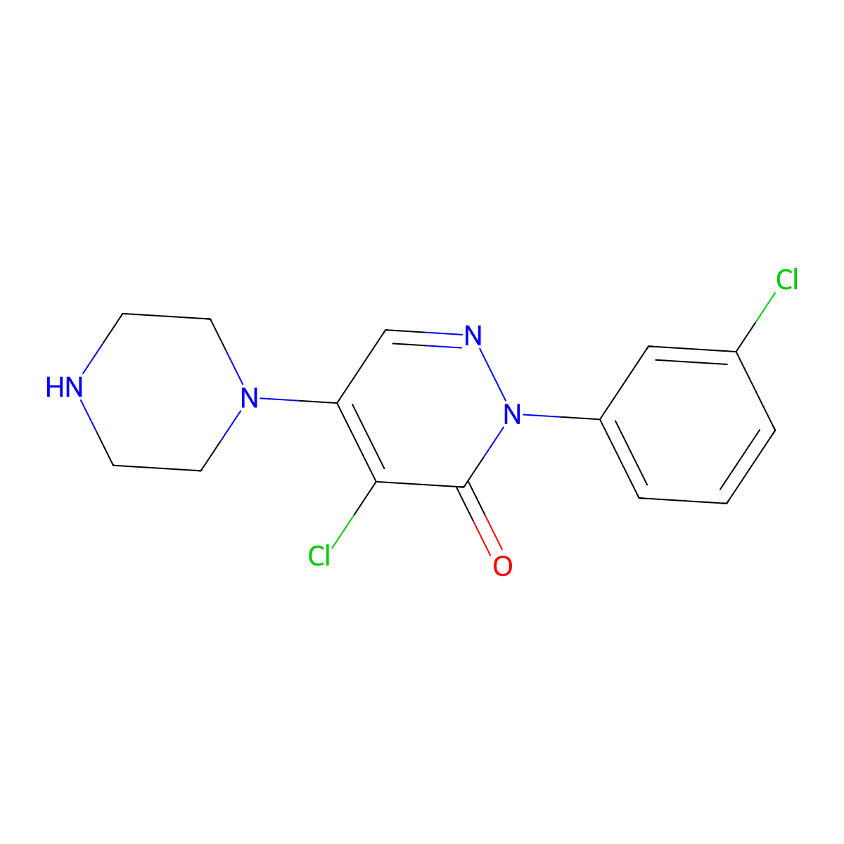 4-chloro-2-(3-chlorophenyl)-5-piperazino-3(2H)-pyridazinone molecular structure, CAS 449778-66-9