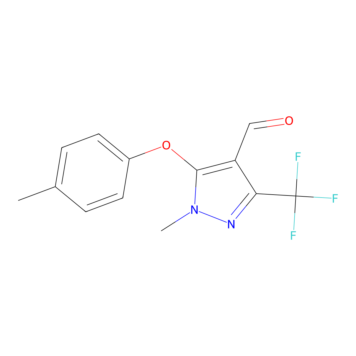 1-Methyl-5-(4-methylphenoxy)-3-(trifluoromethyl)-1H-pyrazole-4-carbaldehyde molecular structure, CAS 449778-73-8