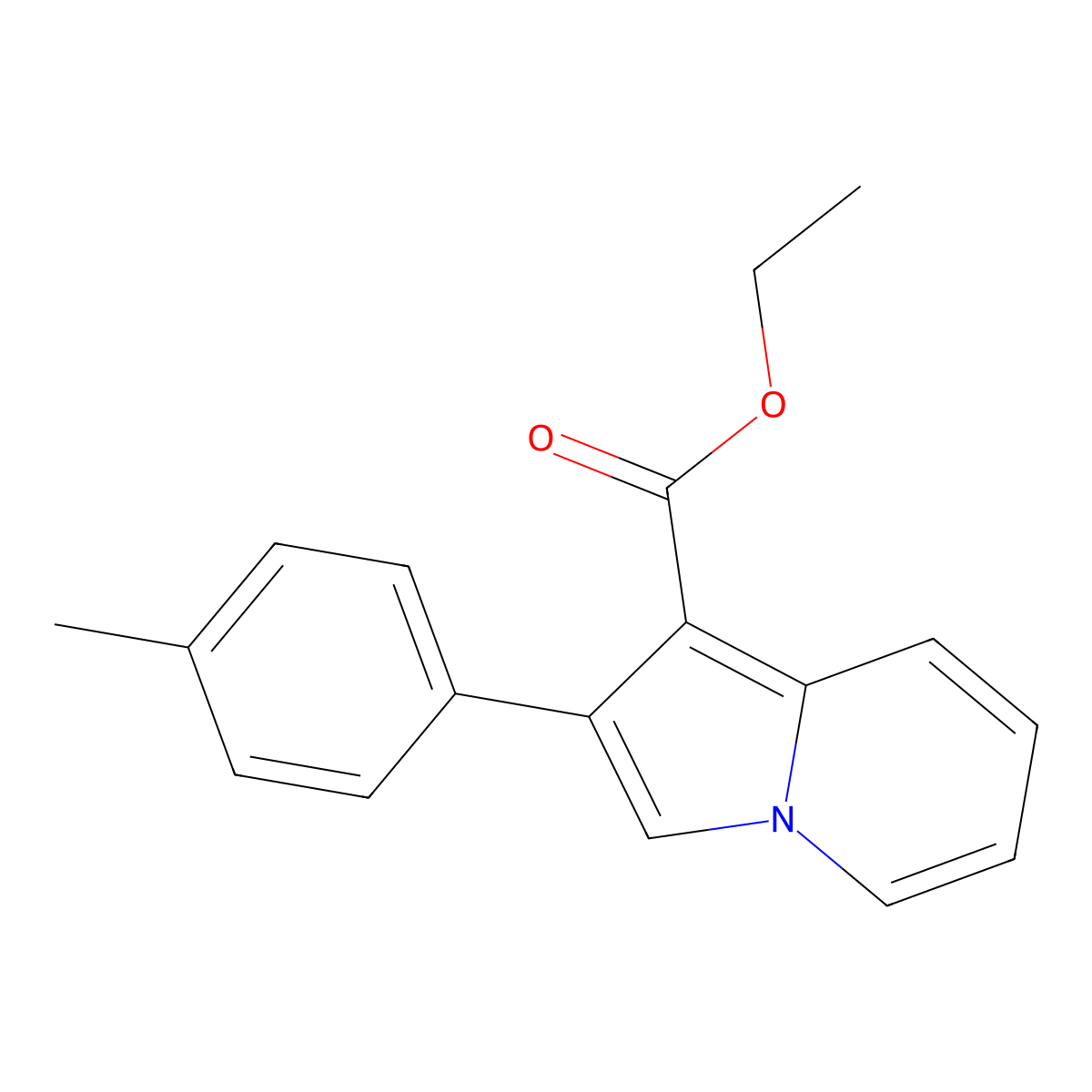 Ethyl 2-(4-methylphenyl)-1-indolizinecarboxylate molecular structure, CAS 449778-84-1