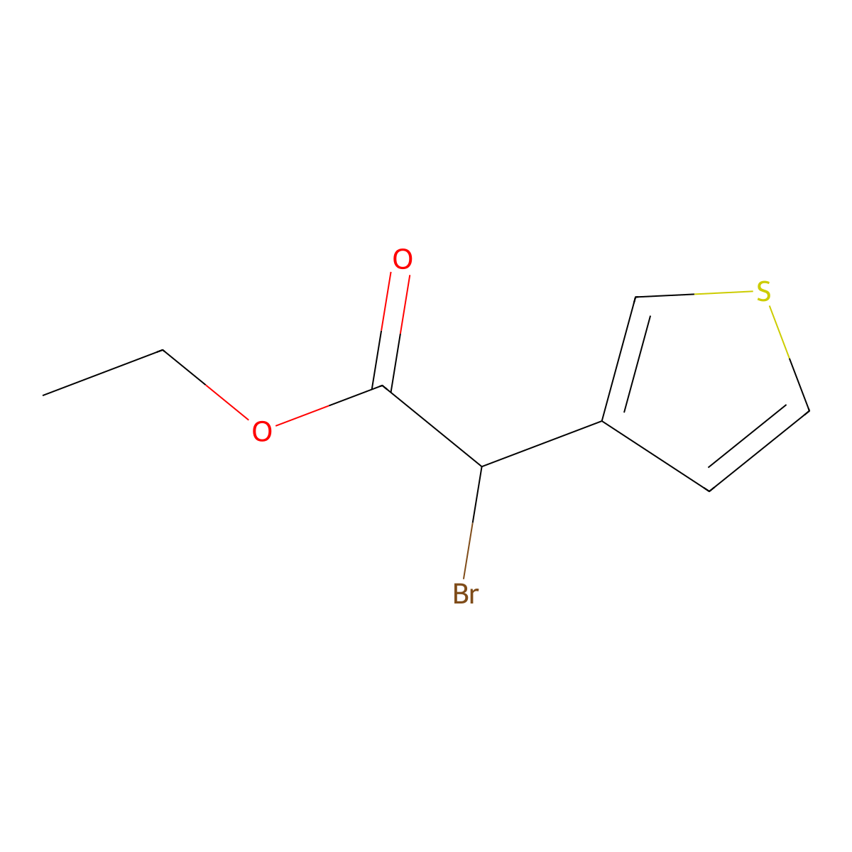 Ethyl 2-bromo-2-(thiophen-3-yl)acetate molecular structure, CAS 449780-10-3