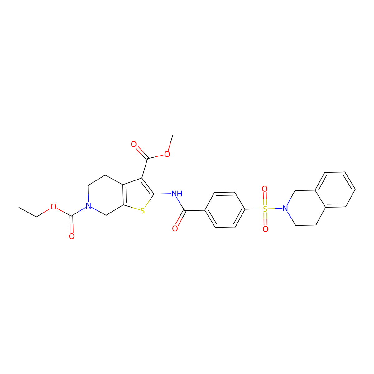 6-ethyl 3-methyl 2-(4-((3,4-dihydroisoquinolin-2(1H)-yl)sulfonyl)benzamido)-4,5-dihydrothieno[2,3-c]pyridine-3,6(7H)-dicarboxylate molecular structure, CAS 449781-38-8