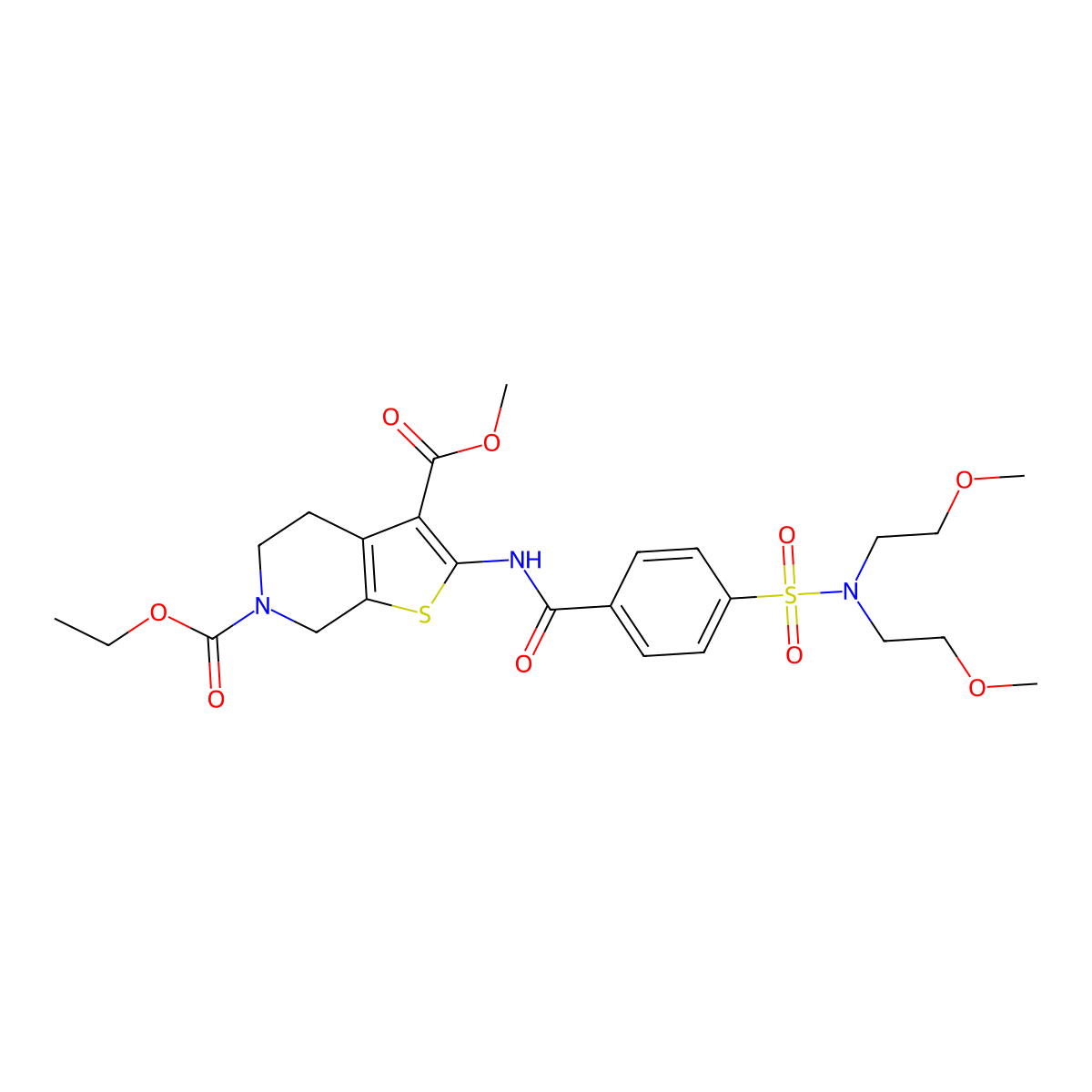 6-ethyl 3-methyl 2-(4-(N,N-bis(2-methoxyethyl)sulfamoyl)benzamido)-4,5-dihydrothieno[2,3-c]pyridine-3,6(7H)-dicarboxylate molecular structure, CAS 449781-40-2