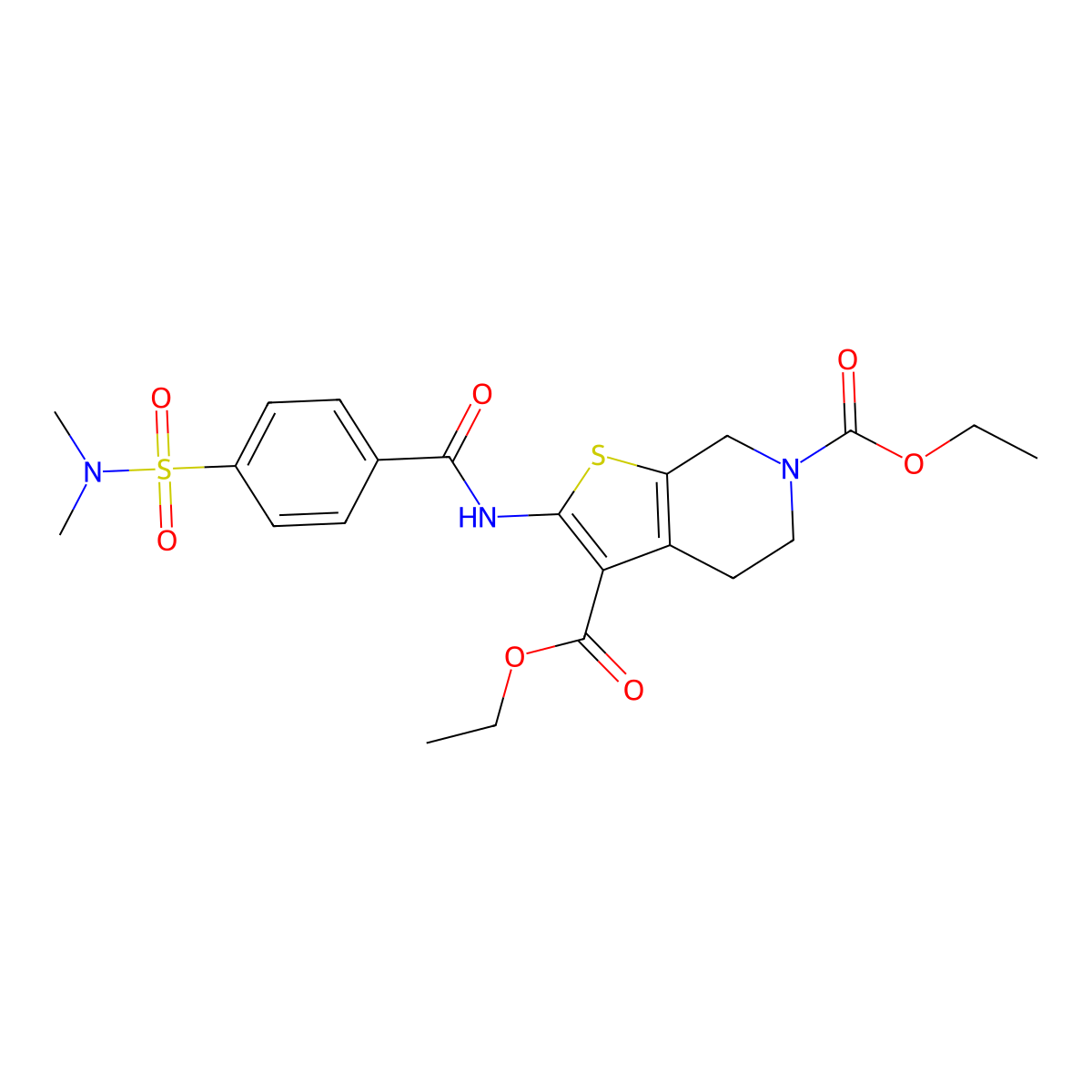 diethyl 2-(4-(N,N-dimethylsulfamoyl)benzamido)-4,5-dihydrothieno[2,3-c]pyridine-3,6(7H)-dicarboxylate molecular structure, CAS 449781-44-6