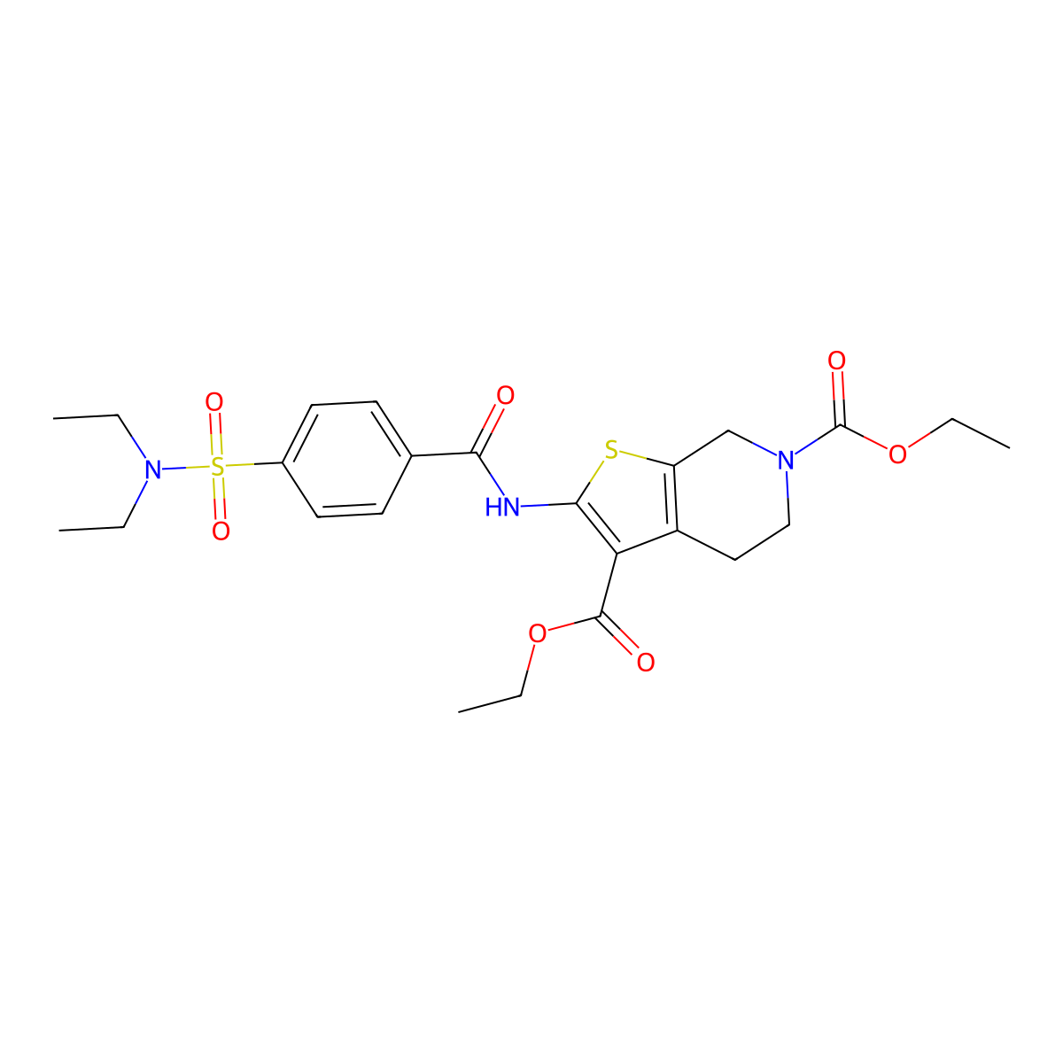 diethyl 2-(4-(N,N-diethylsulfamoyl)benzamido)-4,5-dihydrothieno[2,3-c]pyridine-3,6(7H)-dicarboxylate molecular structure, CAS 449781-46-8