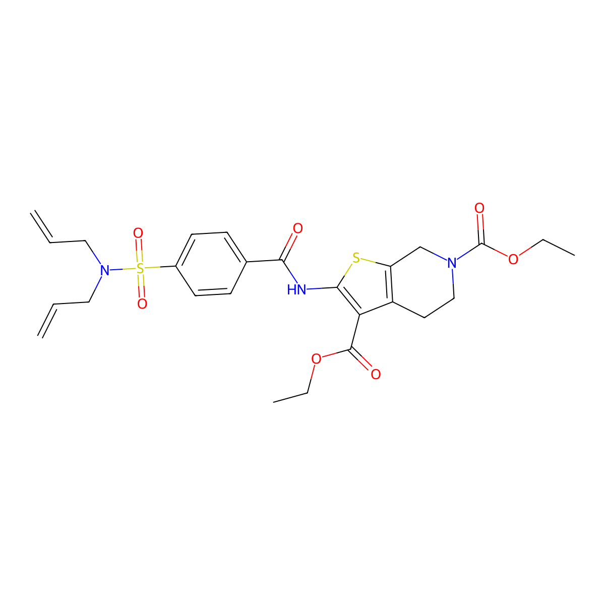 diethyl 2-(4-(N,N-diallylsulfamoyl)benzamido)-4,5-dihydrothieno[2,3-c]pyridine-3,6(7H)-dicarboxylate molecular structure, CAS 449781-62-8