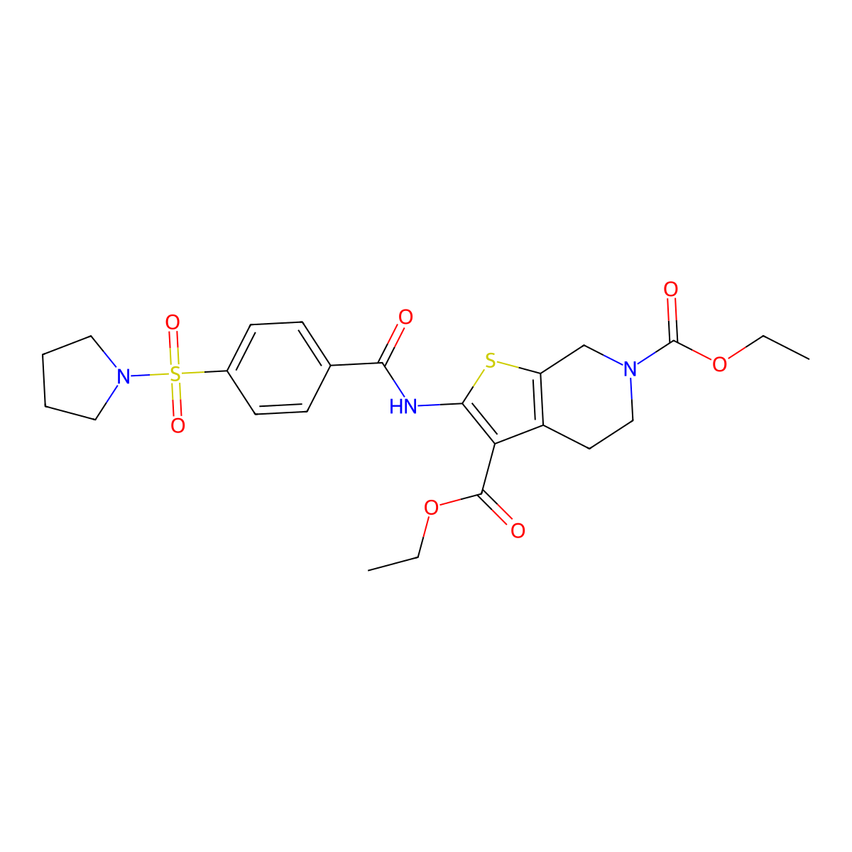 diethyl 2-(4-(pyrrolidin-1-ylsulfonyl)benzamido)-4,5-dihydrothieno[2,3-c]pyridine-3,6(7H)-dicarboxylate molecular structure, CAS 449781-64-0