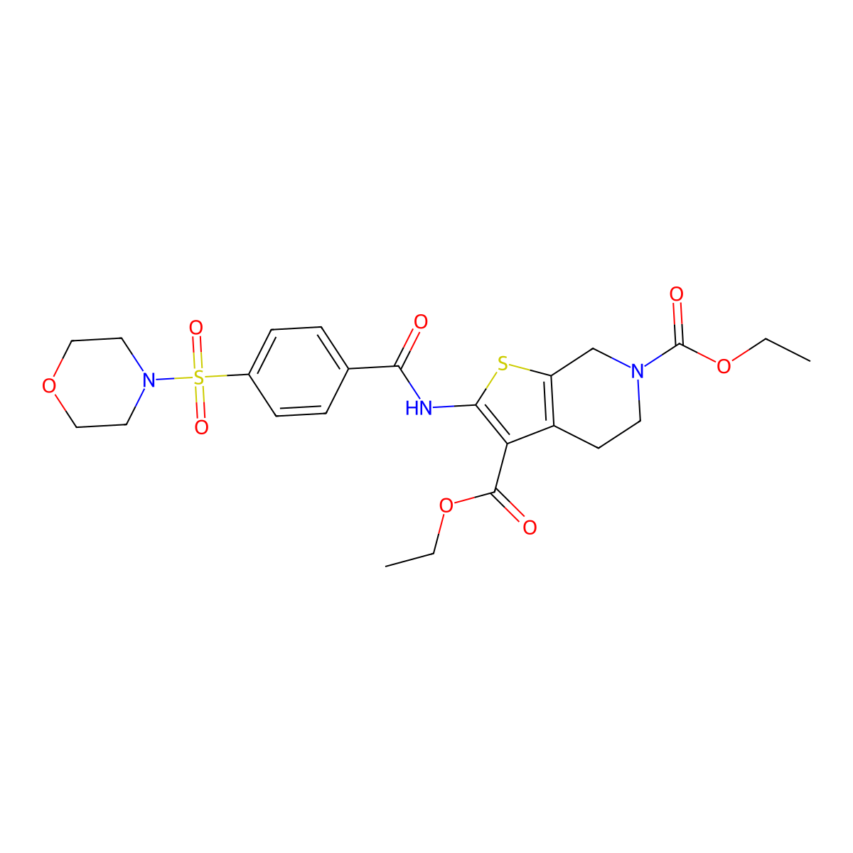 diethyl 2-(4-(morpholinosulfonyl)benzamido)-4,5-dihydrothieno[2,3-c]pyridine-3,6(7H)-dicarboxylate molecular structure, CAS 449781-79-7