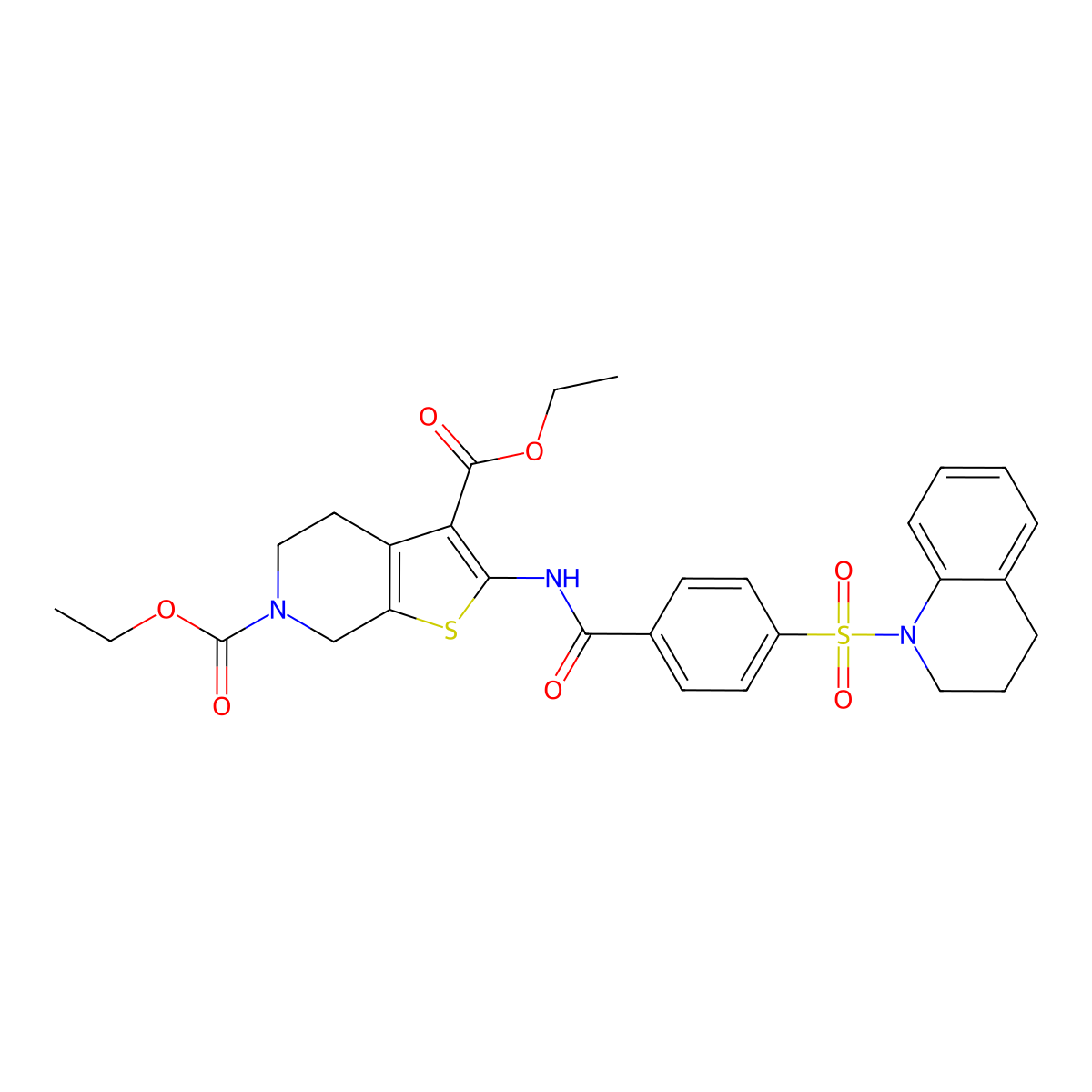 diethyl 2-(4-((3,4-dihydroquinolin-1(2H)-yl)sulfonyl)benzamido)-4,5-dihydrothieno[2,3-c]pyridine-3,6(7H)-dicarboxylate molecular structure, CAS 449781-81-1
