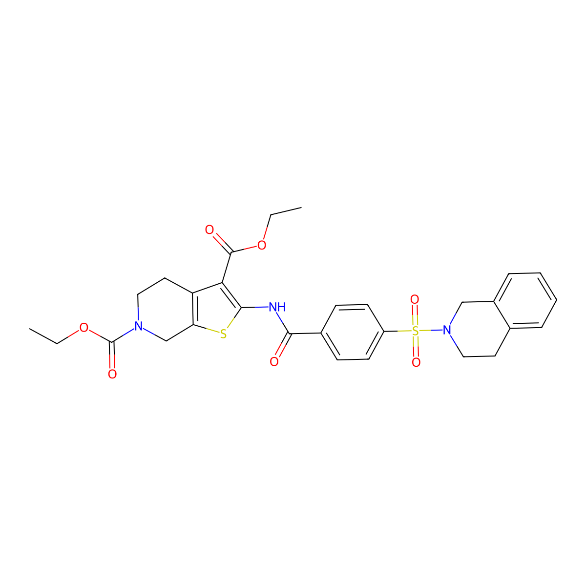 diethyl 2-(4-((3,4-dihydroisoquinolin-2(1H)-yl)sulfonyl)benzamido)-4,5-dihydrothieno[2,3-c]pyridine-3,6(7H)-dicarboxylate molecular structure, CAS 449781-83-3