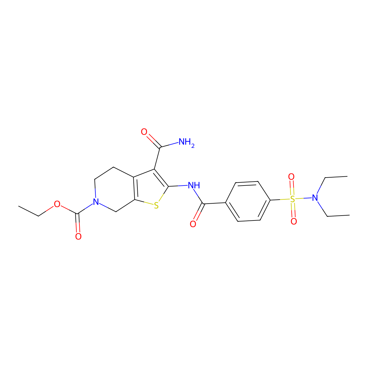ethyl 3-carbamoyl-2-(4-(N,N-diethylsulfamoyl)benzamido)-4,5-dihydrothieno[2,3-c]pyridine-6(7H)-carboxylate molecular structure, CAS 449781-91-3
